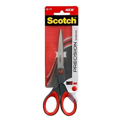 Immagine di Scotch Precision Forbici con Lame in Acciaio Inossidabile, 18 cm Adatte a Lavori di Precisione per Destrimani e Mancini, Colore Grigio Rosso