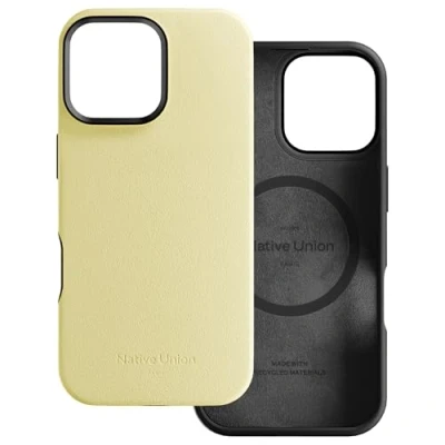 Immagine di Native Union Custodia Attiva Compatibile con MagSafe e Magneti Integrati Design Robusto Materiali Riciclati Protezione Anticaduta fino a 10ft per iPhone 16 Pro Max (Limone)