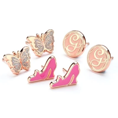Immagine di Wicked Glinda Set di 3 orecchini a perno con farfalla, scarpe e &quot;G&quot;, Misura unica, Zinco, Nessuna pietra preziosa