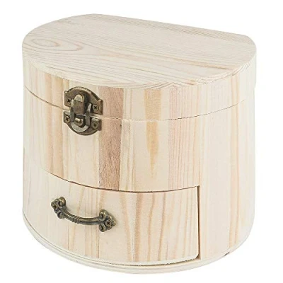 Immagine di Ideen mit Herz Portagioie in legno, 16,5 cm x 13,5 12,5 cm, con cassetto e coperchio richiudibile