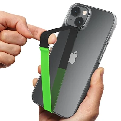 Immagine di Sinjimoru Colorful Elastic Phone Strap Holder for Hand, Reusable Universal Cell Loop Finger with Clip iPhone &amp; Anroid Phone. Sinji Two Tone 230 Nature Black