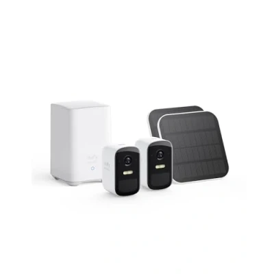 Immagine di eufy Security eufyCam 2C Pro Kit 2 telecamera wifi esterno senza fili, pannello solare, con durata della batteria di 180 giorni, 2K, IP67, visione notturna, canone mensile