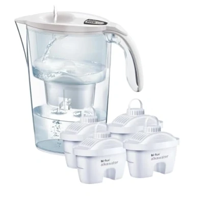 Immagine di LAICA J9093W Stream Line Caraffa Filtrante 2,3L Bianca con 5 Filtri bi flux alkawater, Preserva i sali minerali e Riduce le sostanze indesiderate Timer digitale Sicurezza Made in Italy