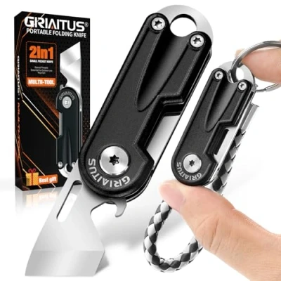Immagine di Regalo Uomo 2in1 Coltello Multiuso con Apribottiglie, Portachiavi, Campeggio Accessori Utili, Regali di Natale, Compleanno, Anniversario per Lui