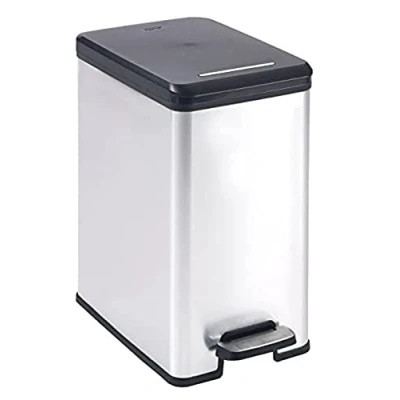 Immagine di Curver DECO Bin 240639 Bidone della spazzatura 25 l (L x A P) 250 450 420 mm Argento, Nero 1 pz.