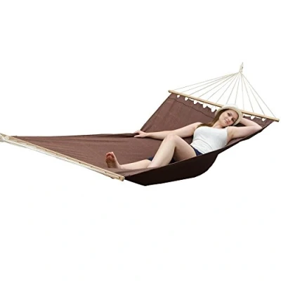 Immagine di AMANKA XXL Larga Amaca di Cotone 200x120cm per 2 Persone con Barre Marrone