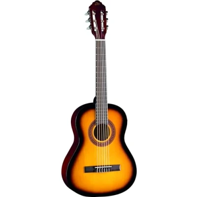 Immagine di Eko GUITARS CS 5 Sunburst Chitarra Classica Serie Studio Scala 3/4, Top in Agathis, Fasce e Fondo Tiglio Laminato, Manico Mogano Tastiera Betulla, Custodia Inclusa, Colore