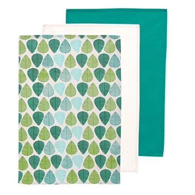 Immagine di Premier Housewares 5100165 Green Leaf Set da 3 Strofinacci, 100% Cotone