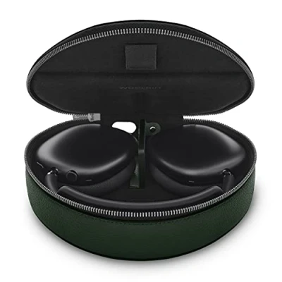 Immagine di WOOLNUT Custodia in pelle per AirPods Max: vestibilità su misura, magnete modalità a bassa potenza, ricarica interna, esterno pieno fiore, interno microfibra super morbida, cerniera