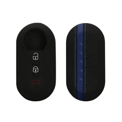 Immagine di kwmobile Custodia Coprichiave Compatibile con Fiat Lancia 3 tasti pieghevole Cover Copritelecomando Chiave Auto Copri Chiavi Macchina Strisce Rally