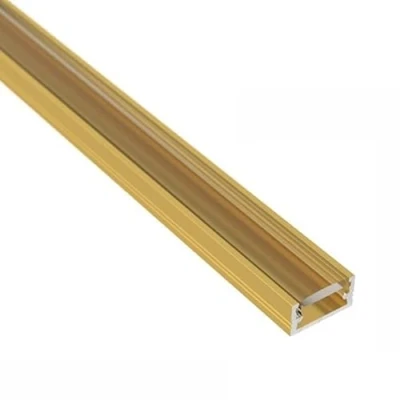 Immagine di ledomec Striscia LED sottile in alluminio (14 x 7 mm) oro con copertura (2 m trasparente)