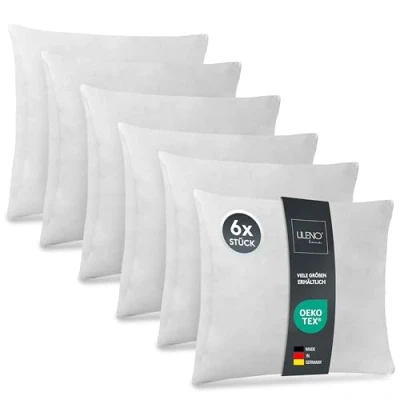 Immagine di LILENO HOME Set di 6 riempimento cuscino 30x30 cm interno lavabile a 40C adatto per allergici in poliestere come divano, la testa