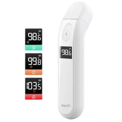 Immagine di iHealth termometro per adulti di ihealth, fronte a infrarossi e bambini, touchless digitale del bambino con l&#039;indicatore febbre, non contatto (pt2l)