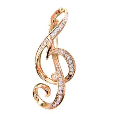 Immagine di Navachi placcato oro 18 K, a forma di note musicali pin e 18ct base metallo oro, colore: White, cod. HB6 2962CQ 1