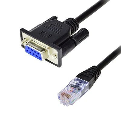 Immagine di Cooso DB9 Cavo porta seriale RJ45 a RS232, 9 pin, femmina femmina, Cat5 Ethernet LAN console 1 m