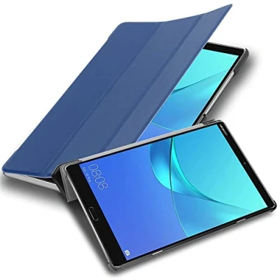 Immagine di Cadorabo Custodia Tablet per Huawei MediaPad M5 8 (8.4&quot; Zoll) in BLU SCURO JERSEY Copertura Protettiva Molto Sottile di Similpelle Stile Libro CON Auto Wake Up e Funzione Stand