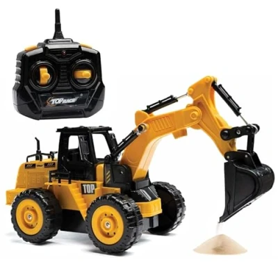 Immagine di Top Race 5 Canale escavatore giocattolo completamente funzionante Telecomando Digger RC Trattore Telecomandato Giocattoli per bambini Ragazzi Ragazze Età 3,4,5,6,7 in su