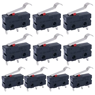Immagine di mxuteuk 10 pezzi Mini micro Interruttore di finecorsa Cerniera lunga Semicircolare arco Leva piegatura a braccio Pulsante scatto Tipo 3 pin 5A 125 250V AC SPDT 1NO 1NC KW11 3Z05