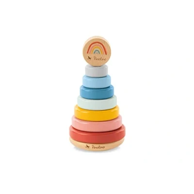 Immagine di PINOLINO Arcobaleno Torre impilabile Ruby, classico in legno, gioco colorato colori arcobaleno, per bambini dai 12 mesi su