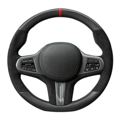 Immagine di MEXWLOP Coprivolante for auto, BMW, G30 G31 G32 G20 G21 G11 G12 G14 G15 G16 X3 G01 X4 G02 X5 G05 X7 G07 Nero antiscivolo per auto(BLACK Blue Thread)
