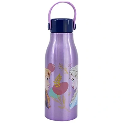 Immagine di Borraccia Originale Disney Frozen in alluminio per bambini da 760 ML resistente, con manico silicone e il coperchio gancio.