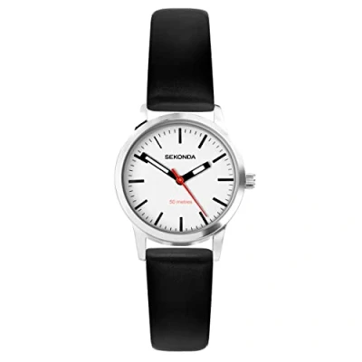 Immagine di Sekonda Nordic 40480 Orologio al quarzo da donna, 28 mm, con display analogico e cinturino in pelle nera