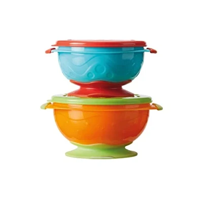 Immagine di Nuby Stackable Suction Bowls Air Tight Seal Lid, Base , Easy to Hold Dishwasher Safe (Pack of 2)