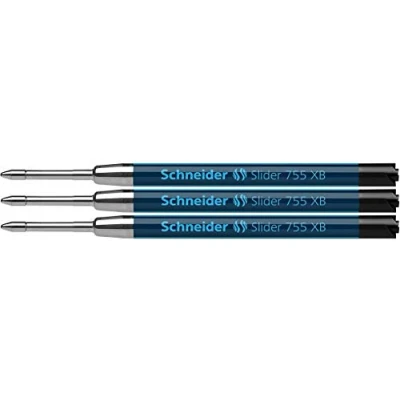 Immagine di Schneider Ricarica per penna a sfera Slider 755, tratto extra spesso, 3 pz, inchiostro che non stinge, colore: nero