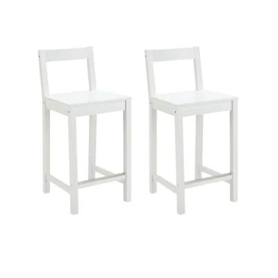 Immagine di Amazon Basics Sgabello da bar in legno con schienale, Confezione 2, bianco