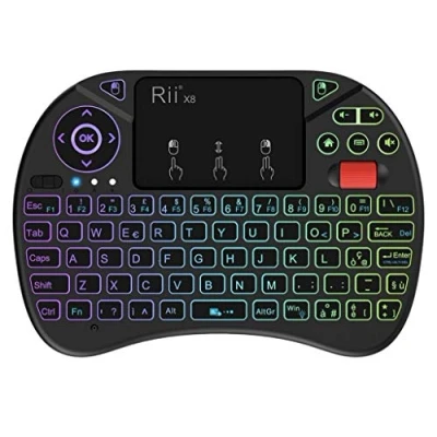Immagine di Rii Mini X8 Wireless (Layout Italiano) Tastiera retroilluminata con Mouse touchpad e rotellina di Scorrimento per Smart TV, TV Box, PC, Computer, Console