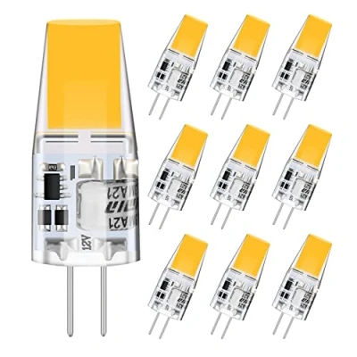 Immagine di Lampade LED G4, lampadine 3 W, lampadine, 3000K, bianco caldo, 300 lm, LED, sostituzione per alogene 30 12 V AC/DC, angolo di emissione 360, confezione da 10