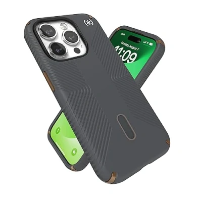 Immagine di Speck custodia per iPhone 15 Pro ClickLock antiscivolo Interlock, compatibile MagSafe, presa di protezione contro le cadute, resistente ai graffi, morbida al tatto, telefono da 6,1