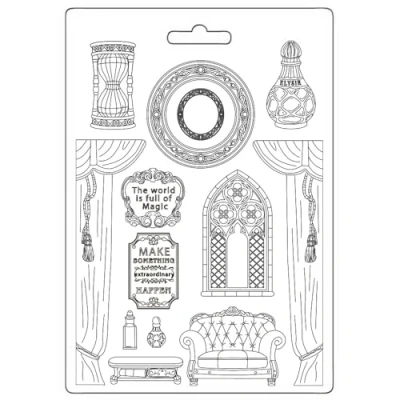 Immagine di Stamperia Soft Mould A4 for Scrapbooking, Albums, Bullet Journals and More, Suitable Clay, Ceramic Powder Perfect Hobbies, Crafts Gifting (Master of Magic, Room)