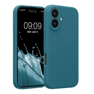 Immagine di kwmobile Custodia Compatibile con Apple iPhone 16 Cover Back Case per Smartphone in Silicone TPU Protezione Gommata petrolio matt