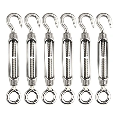 Immagine di FEPITO 6 Pezzi Tendicintura a tenditore M4 Acciaio Inossidabile Gancio Regolabile del e Eye Set Robusto