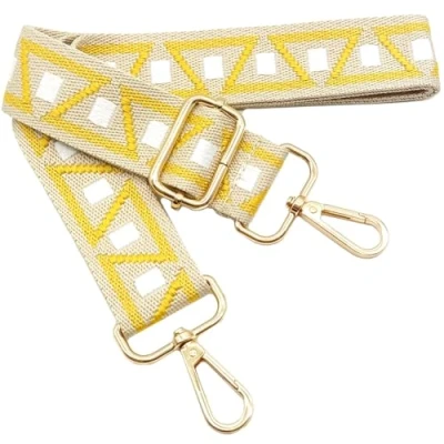 Immagine di Tracolla Colorate per Borse Donna Cinghia della Borsa Larga Giallo Bianco, Regolabile con Gold Moschettone, Durevole Crossbody Borsa, Borsetta, DIY Spalla Accessori Ragazze, 1106