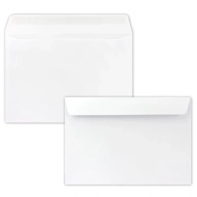 Immagine di 50 buste per lettere, formato DIN C5, 16,2 x 22,9 cm, con chiusura adesiva, grandi inviti e biglietti compleanno o matrimonio, colore bianco brillante