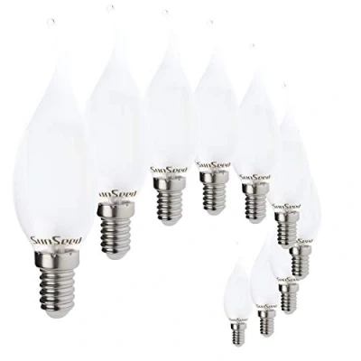 Immagine di SunSeed 10x Lampadina E14 Filamento LED Opalina 4W Colpo di Vento 470 Lm Luce Calda 2700K