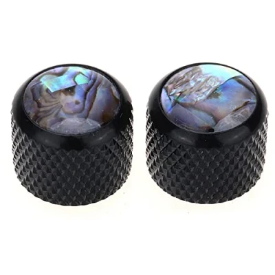 Immagine di Musiclily Pro Tradizionale Metrica Push on Abalone Top Manopole in Metallo Dome Knobs per Chitarra Elettrica Telecaster o Basso, Nero (Set di 2)