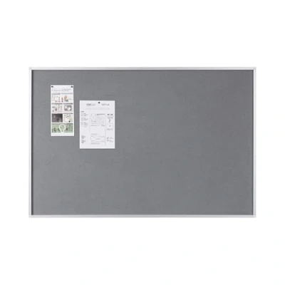 Immagine di Bi Office Pannello In Feltro New Generation, Bacheca Con Superficie Di Liscia Grigio, Cornice Alluminio e Vassoio Portapenne Scorrevole, 120 x 90 cm