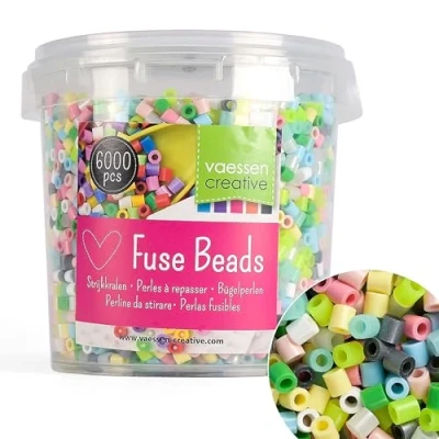 Immagine di Vaessen Creative Perline a Fusione, Mix Color Pastello, Set di 6000 Pezzi per i Lavori Fai da te con Bambini, Creare Gioielli, Decorazioni Fatte in Casa e Altre Idee Ingegnose