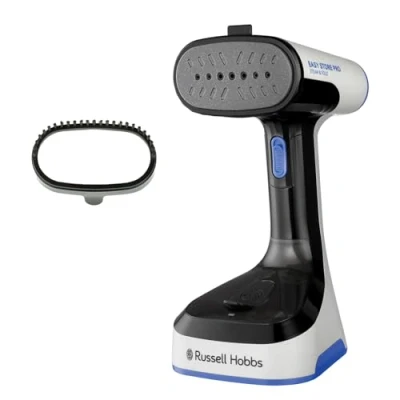 Immagine di Russell Hobbs Steam Genie Easy Store Vaporizzatore per biancheria, pieghevole, pronto all&#039;uso in 45 secondi, con indicatore di potenza, compatto casa e da viaggio