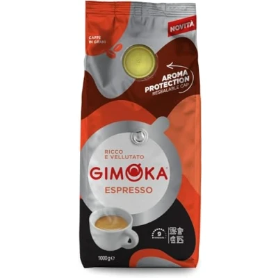 Immagine di Gimoka, Miscela Espresso, Intensità 9/13, Confezione da 1 Kg, con tappo richiudibile salva aroma, Caffè in grani, Ricco e Vellutato, Note di Cioccolato Frutta Secca