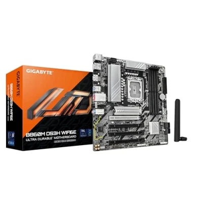 Immagine di GIGABYTE B860M DS3H WIFI6E Scheda madre CPU Intel Core Ultra, VRM a 5+1+2+1 fasi, fino 9066MHz DDR5, 1xPCIe 5.0 + 4.0 M.2, LAN 2,5 GbE, WIFI 6E, USB 3.2 Gen 2