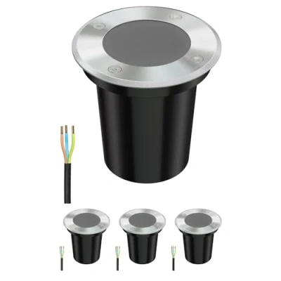 Immagine di ledscom.de 4 pz. luce da incasso a terra BOLI per esterni, IP67, acciaio inox, rotonda, 108mm Ø, 1x GU10 max. 15W, smerigliata