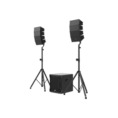 Immagine di Audibax Seattle 500 Set di Altoparlanti Stereo per Sistema PA Line Array Compatto a Colonne Attive Potenza Subwoofer 300W RMS e 100W+100W Connessione Bluetooth