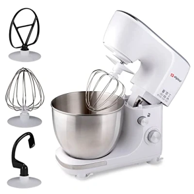 Immagine di alpina Robot da cucina 3 accessori ciotola in acciaio inox Illuminazione Impastare, mixare, frusta Bianco