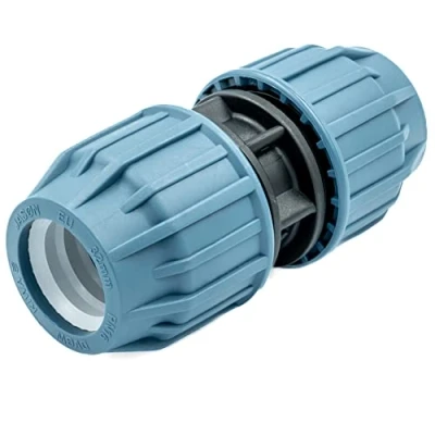 Immagine di Raccordo dritto in polipropilene per tubo PE, diametro 20 mm a compressione acqua potabile, 16 Bar, Cert. DVGW/KIWA/WRAS