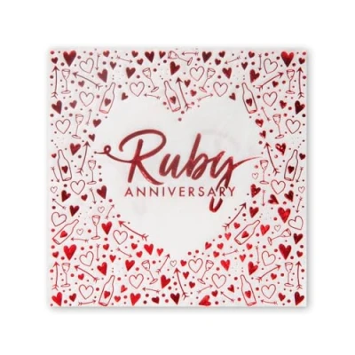 Immagine di Creative Party J043 Ruby Anniversary 3 Ply Foil Tovaglioli di carta timbrata, 33 cm 16 pezzi