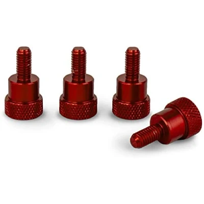 Immagine di PrecisionGeek Viti zigrinate/vite a spalla M4 x 10mm Alluminio Rosso Anodizzato L 20mm 4 pz